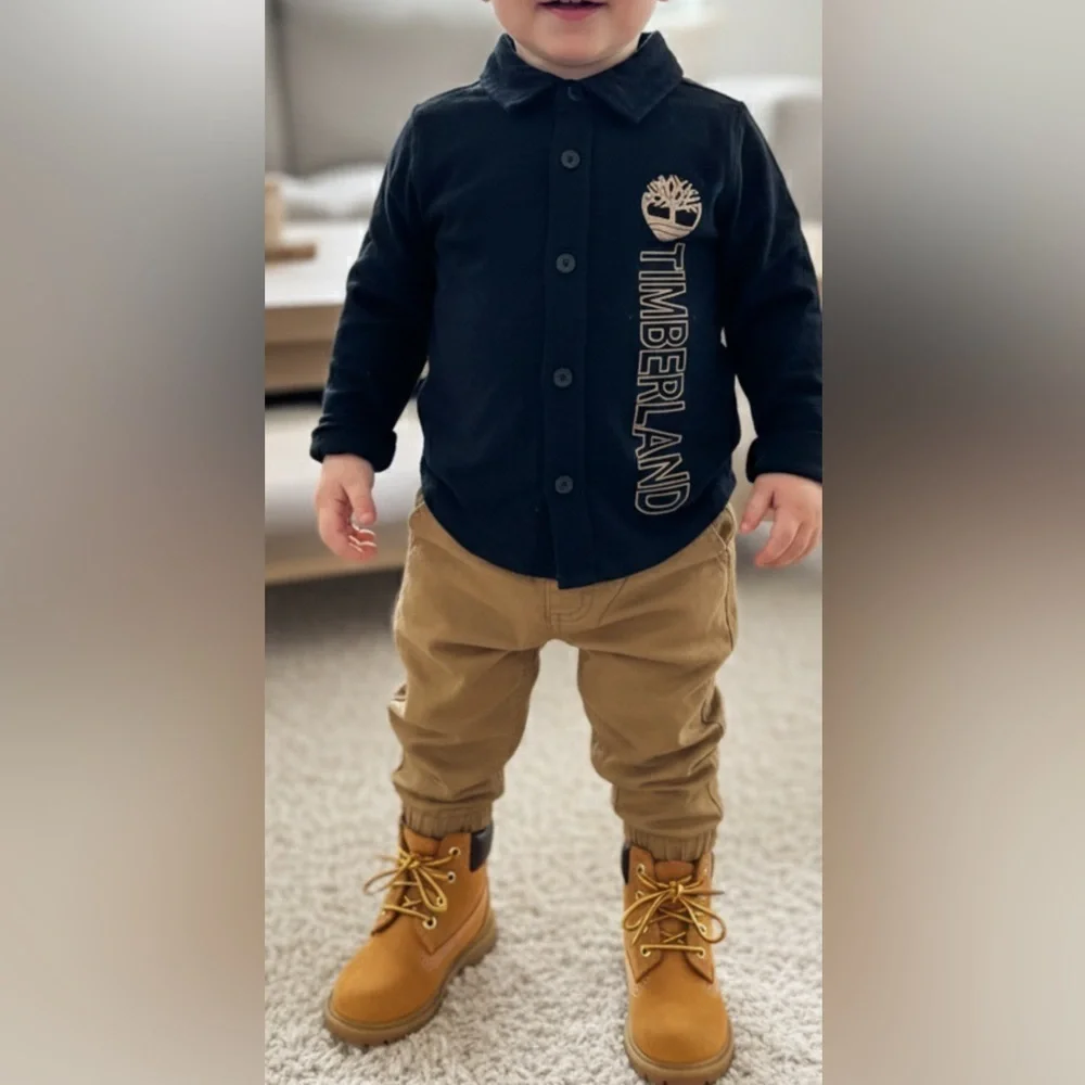 Timberland Black Shirt with Gold Accents